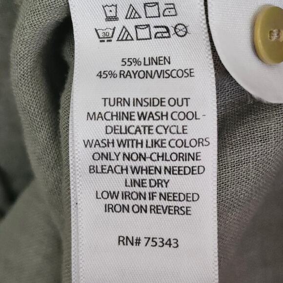 Tahari NWT Women's Linen Tunic Top Blouse Shirtdress Small Green Summer Natural - Picture 8 of 9